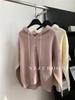 Otoño e Invierno 2024/Abrigo Suéter Suave y Ceroso con Capucha para Mujer Reductor de Edad Holgado Grueso Perezoso Cárdigan Tejido con Botones