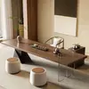 Mesa de Té de Madera Maciza para Hogar, Sala de Estar, Oficina, Mesa de Té Moderna Minimalista de Lujo Ligero, Nuevo Modelo 2025 Mesa para Preparar Té