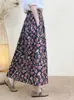 Falda de Algodón Puro con Estampado Floral para Mujer Verano 2026, Falda Larga Estampada Popular, Falda Línea A con Cintura Elástica y Dobladillo Amplio