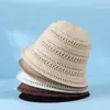 Nuevo sombrero estilo coreano 2025, elegante sombrero de pescador de ganchillo con diseño calado, hace que la cara parezca más pequeña, sombrero de punto para mujer, sombrero de cubo de verano, sombrero para el sol