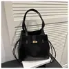 Bolsa Tendência com Alça de Ombro Única, Cor Sólida Personalizada, Novo Modelo 2025, Grande Capacidade, Textura de Inverno, Fashion, Casual, Bolsa Saco Simples
