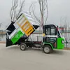 Caminhão de lixo de compressão pequeno de quatro rodas com autocarregamento e autodescarregamento para propriedade residencial, caminhão de lixo com caçamba elétrica de nova energia
