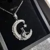Versa Estilo Original Hermosa Chica Gato de la Luna Collar para Mujer Chapado en Oro Lindo Colgante Mori Nicho Elegante Collar