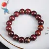 Pulseira de Círculo Único de Sândalo Vermelho Africano de Alta Densidade Exquisitamente Trabalhada Joias de Contas com Laca DIY para Homens e Mulheres