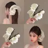 Pinza de Plátano Plegada Estilo Coreano Flor de Tela Pasador para el Cabello para Mujer, Accesorio para el Cabello Fresco y Dulce