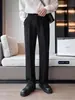 Pantalones de Otoño Sencillos para Hombre Color Sólido Profesionales de Negocios Rectos Casuales Sueltos de Alta Calidad Pantalones de Traje Adelgazantes Pantalones de Traje para Hombre