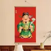 Pintura de Pergamino Colgante de la Fortuna, Longevidad, Felicidad y Dios de la Riqueza, Estilo Chino para Sala de Estar, Pared de Fondo de Año Nuevo, Pintura Atractora de Riqueza