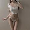 Ropa interior sexy para chicas calientes europeas y americanas, tanga de seda de hielo para mujer, cintura media, nuevo triángulo de deseo puro 2023