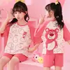 Pijama de algodão penteado para meninas de verão, manga curta, fino, princesa Yugui, cachorro, bebê, meninas, desenho animado, roupas para casa, moda
