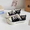 Zapatos Zhongban 2025 Primavera y Verano Nuevos Transpirables de Suela Gruesa Cabeza de Mango Zapatos de Lona Estilo Coreano de Moda Zapatos Blancos G1509