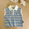 Polo Infantil sin Mangas con Cuello Camisero 2026 Verano Polo Rayado para Niños y Niñas Uniforme Escolar al por Mayor para Estudiantes de Primaria