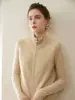 Chaleco de Punto sin Mangas con Cuello Alto de Cachemira para Mujer, Nuevo Diseño Otoño 2025 con Suéter de Doble Cremallera