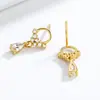 Brincos de tarracha em prata de lei s925 com círculo vazado e zircônia femininos estilo ins banhados a ouro 18K brincos de gota brincos redondos para afinar o rosto