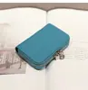 Porta-Cartões Dobrável com Zíper de Couro Bovino de Primeira Camada Porta-Documentos de Couro Genuíno Togo Porta-Cartões Bolsa Portátil para Cosméticos