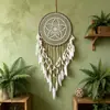 Apanhador de Sonhos Criativo de Crochê Europeu e Americano Pena Sino de Vento Pendurado Entrada de Casa Decoração de Interior Casamento Fundo Pingente Grande