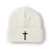 Novo Chapéu de Lã Unissex Casual Simples Versátil para Outono e Inverno com Bordado Cruzado Capuz Quente de Tricô para Exterior