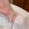 Pulseira de Lontra com Fivela Pintada à Mão Flor Tulipa de Verão Pérola Artificial Pulseira Estilo Frio Tendência Feminina Acessórios Femininos
