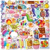 Nuevo producto transfronterizo: 50 Pegatinas de Caricaturas de Dulces, Materiales de Decoración Personalizados DIY de Postres de Paleta, Pegatinas Impermeables