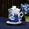 Tazas de Cerámica Creativas al por Mayor, Tazas de Té de Cerámica con Tapas y Filtros para Oficina y Uso Personal, Juego de Cuatro Piezas, Logo de Regalo