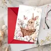 Compra Direta Transfronteiriça Aquarela Celebração de Páscoa Cartão de Saudação Coelho Rosa Fofo Conjunto de Cartões Envelope de Ovo