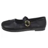 Sapatos rasos de bico quadrado estilo francês para mulheres, sapatos baixos, nova coleção primavera/outono 2026, mocassins pretos chiques e elegantes
