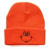 Animación Cartoon Europea y Americana Monstruo de Pelo Verde Grinch Gorro de Punto Bordado Suéter Gorro Cálido Hip-Hop Gorro de Lana