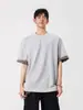 Camiseta de Verão Simples Falsa Duas Peças Xadrez para Homens com Costura em Cor Contrastante Gola Redonda Manga Curta Tops para Homens e Mulheres, Casual e Versátil