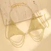 Popular Cadena de Pecho con Borlas de Pedrería Super Brillantes Cadena Corporal Accesorios Femeninos Festival de Música Nightclub Estilo Europeo y Americano Cadena de Sujetador de Bikini
