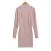 Vestido Camiseta Francés Sexy de Cuello Alto sin Mangas para Mujer Otoño Nuevo Estilo Elegante Adelgazante Bodycon Falda Corta
