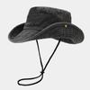 Ins Nuevo Color Sólido Ala Grande Algodón Lavado Sombrero de Pescador Retro Western Mezclilla Paisaje Tabla Sombrero Protección Solar