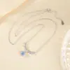 Yuebao Joyería Aguamarina Plata de Ley S925 Estrella Sonrisa Redonda Cadena para Clavícula Cadena de Conjunto de Plata de Lujo Suave de Alta Gama