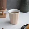 Taza de café de cerámica personalizada con logo sin asa, taza para beber con franja vertical en relieve, taza portátil