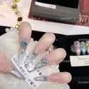 Estrela do Mar Diamante Puro Feito à Mão Exclusivo Unhas Vestíveis Temperamento Cool Manicure Prata Gradiente Azul Flor de Diamante Adesivos para Unhas