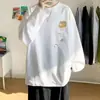 Camiseta de Manga Larga para Niños Primavera y Otoño 2025 Marca de Moda Casual Camiseta Interior Estampada de Corte Holgado Cuello Redondo para Hombre