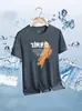 Venta Directa de Fábrica Camiseta de Manga Corta de Seda Helada para Hombre Verano 2026, Talla Grande Holgada, Camiseta de Malla Estampada Simple y Versátil