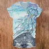 Top de manga corta con cuello en V de alta gama para mujer de Amazon con diseño estampado personalizado, camiseta casual japonesa y coreana para mujer, 3D, Pedido mínimo de una pieza