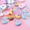 Funda para teléfono con forma de donut de dibujos animados de color transparente, juego de comida, crema, pegamento, material de resina, accesorios