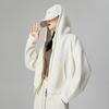 Sudadera con Capucha Off-White para Mujer, Principios de Otoño, Petite, Estilo Coreano, Holgada, Top Adelgazante, Chaqueta, Top Versátil para Otoño e Invierno