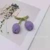 2 cm sem flores cereja verde escuro folhas bola vermelha mão crochet acessórios de vestuário brincos brincos material