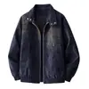Jaqueta bomber casual retrô americana de alta qualidade para casais, jaqueta de couro PU estilo Hong Kong, jaqueta de couro com lapela masculina