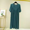 Vestido Suelto 2026 Verano Delgado Modal Largo Hasta la Rodilla Línea A Adelgazante Camisón Vestido de Casa Plisado