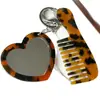 Colgante de Set de Peine Espejo Acrílico en Forma de Corazón, Accesorio de Bolsa Simple y Versátil, Llavero de Peine con Mango Portátil