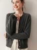 25 Cardigan de Cachemira de Cuello Semiabierto Otoño e Invierno para Mujer, Suelto, Estilo Perezoso, Chaqueta Tejida de Manga Larga con Bolsillo, Suéter de Cachemira, Camiseta Base