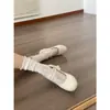 Zapatos Gruesos de Tacón Alto Estilo Francés Retro Blancos para Mujer, Nuevo Modelo Primavera 2026, Versátiles con Faldas, Zapatos Mary Jane que Aumentan la Altura