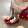 Bailarinas de piel de oveja con lazo, mismo estilo de blogger, otoño 2026, punta redonda, piel genuina, corte bajo, talla de mujer 41, talla grande