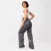 Jeans da Moda Feminina Europeia e Americana Primavera 2025 Simples Slim-fit Calças de Perna Larga Jeans Perna Larga Garota Quente