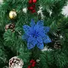 Decoraciones navideñas al por mayor en stock 15CM flor de Navidad hueca con purpurina dorada corona de Navidad adorno para árbol de Navidad flor artificial