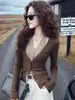Suéter Cardigan de Tricô Falso Duas Peças Gola Halter Decote V Outono Feminino 2026 Novo Estilo Único Super Bonito