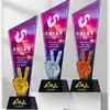 Trofeo de Cristal Colorido Personalizado Reunión Anual Empleado Destacado Campeón de Ventas del Equipo Premio de Competencia Primer, Segundo y Tercer Lugar Premios Honoríficos