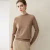 Suéter Casual 100% Cachemira Pura para Mujer, Camisa Base de Cuello Medio Alto, Suéter de Punto Holgado y Adelgazante para Otoño e Invierno